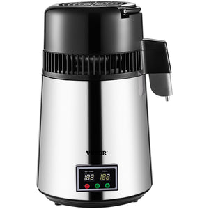 Water Distiller 1.1 Gal | 750W Countertop Distiller with Glass Carafe, Timer & Filters | Stainless Steel