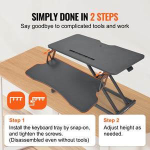 Standing Desk Converter | Two-Tier 800mm Sit-Stand Riser | Height Adjustable 140-510mm