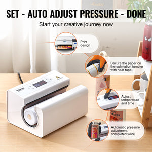Auto Tumbler Heat Press | 325–887ml Sublimation Mug Press | White Automatic Cup Press