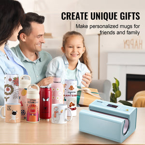 Auto Tumbler Heat Press | 325–887ml Sublimation Mug Press | Blue