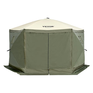 Pop-Up Gazebo Tent 12x12FT | 6-Sided Canopy with Removable Privacy Walls & Mesh Windows | Quick Set Mosquito Net Shelter | Army Green