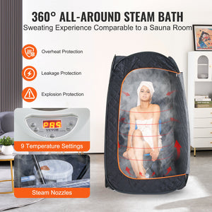 Personal Steam Sauna Tent | 1000W Compact Spa | 800x800x1330mm for Detox & Weight Loss