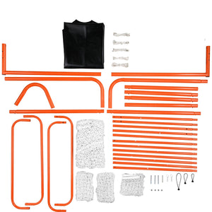 3-in-1 Lacrosse Goal with Backstop & Target 3.7x2.7m | Steel Frame Training Net | Backyard Rebounder for Youth & Adult Practice | Orange