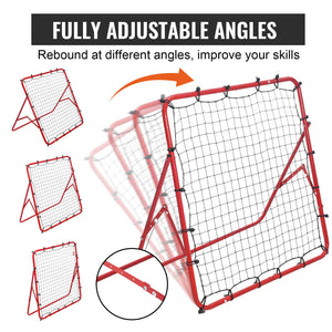 Soccer Rebounder Net 100x100cm | Portable Football Kick-Back Goal with Adjustable Angles | Training Aid for Kids, Teens & Adults | Easy Setup & Storage