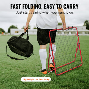 Soccer Rebounder Net 100x100cm | Portable Football Kick-Back Goal with Adjustable Angles | Training Aid for Kids, Teens & Adults | Easy Setup & Storage