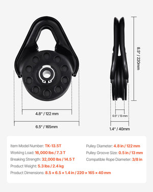Recovery Snatch Block | 14.5 Ton Pulley for ATV/UTV | 32,000lb Capacity