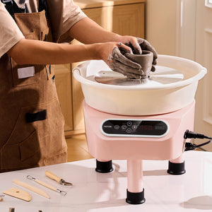 Pottery Wheel 10 Inch Pink | 350W Electric Wheel with Foot Pedal & LCD | Direct Drive Ceramic Machine with 3 Support Legs for DIY Art & Craft