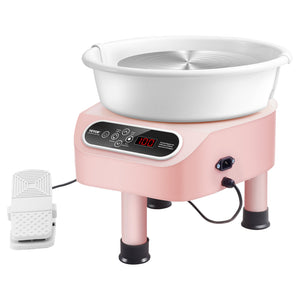 Pottery Wheel 10 Inch Pink | 350W Electric Wheel with Foot Pedal & LCD | Direct Drive Ceramic Machine with 3 Support Legs for DIY Art & Craft