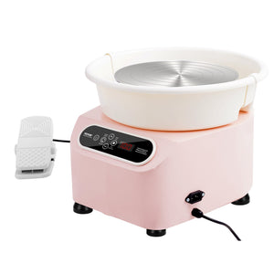 Pottery Wheel 10 Inch Pink | 350W Electric Pottery Forming Machine with Foot Pedal & LCD Touch Screen | Direct Drive Ceramic Wheel with Tools | DIY Art Craft