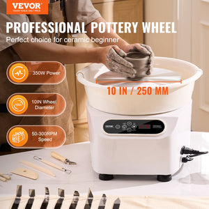 Pottery Wheel 10 Inch White | 350W Electric Pottery Forming Machine with Foot Pedal & LCD Touch Screen | Direct Drive Ceramic Wheel with Tools | DIY Art Craft