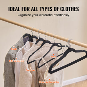 Velvet Hangers | 50-Pack Black Non-Slip with Swivel Hook