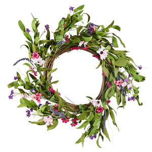 Decorative Wreath | 55cm Pink & Green Daisies | Year-Round Decor