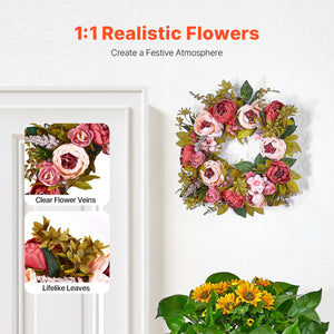 Decorative Wreath | 48cm Pink Peonies & Hydrangeas | Year-Round Decor