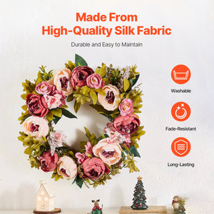 Decorative Wreath | 48cm Pink Peonies & Hydrangeas | Year-Round Decor