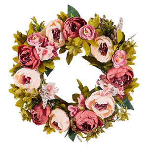 Decorative Wreath | 48cm Pink Peonies & Hydrangeas | Year-Round Decor