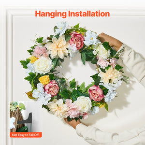 Decorative Wreath | 60.96cm Peonies & Hydrangeas | White/Pink/Yellow