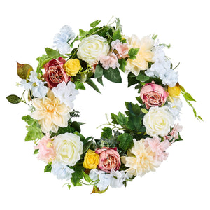 Decorative Wreath | 60.96cm Peonies & Hydrangeas | White/Pink/Yellow