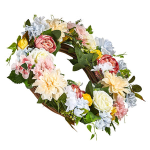 Decorative Wreath | 60.96cm Peonies & Hydrangeas | White/Pink/Yellow