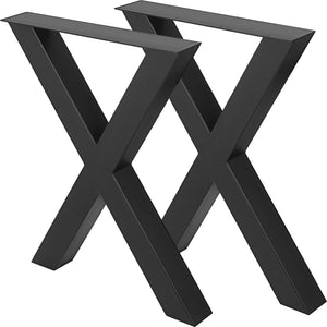 Steel Table Legs Set of 2 | 16"x15"x3.1" X-Frame | Black Industrial Style Metal Dining Legs