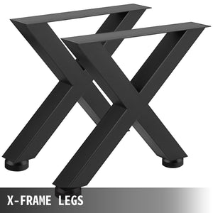 Steel Table Legs Set of 2 | 16"x15"x3.1" X-Frame | Black Industrial Style Metal Dining Legs