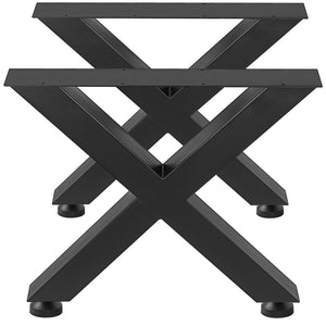 Steel Table Legs Set of 2 | 16"x15"x3.1" X-Frame | Black Industrial Style Metal Dining Legs