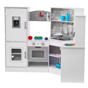 Kids Kitchen Playset | White Pretend Cooking Set with 24 Accessories