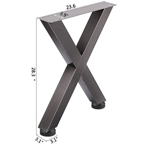 Steel Table Legs Set of 2 | 28"x24"x3.1" X-Frame | Original Color Industrial Style