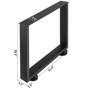 Black Metal Table Legs Set of 2 | 800x720mm Steel Dining or Office Desk Legs | Country Style DIY Furniture Legs