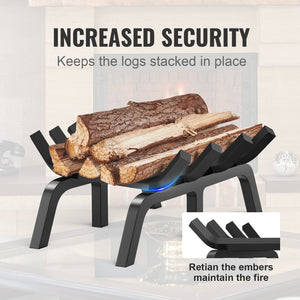 Fireplace Log Grate 18" | Heavy Duty Steel with 6 Support Legs | Indoor & Outdoor Firewood Rack