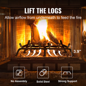 Fireplace Log Grate 685mm | Heavy Duty 6-Leg Steel Firewood Rack