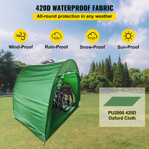 Bike Cover Storage Tent | 420D Oxford Fabric | Holds 4 Bikes | Waterproof Outdoor Bicycle Storage Shed with Carry Bag | Green