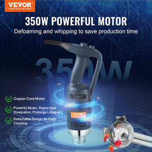 Commercial Immersion Blender 350W | Heavy Duty Hand Mixer for Soups & Sauces | Ergonomic Grip & Stainless Steel Shaft
