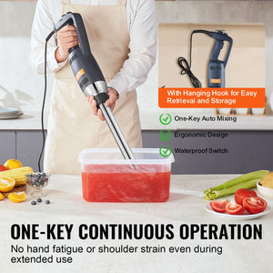 Commercial Immersion Blender 350W | Heavy Duty Hand Mixer for Soups & Sauces | Ergonomic Grip & Stainless Steel Shaft
