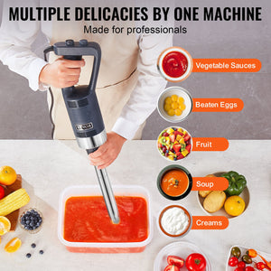 Commercial Immersion Blender 500W | Heavy Duty Hand Mixer for Soups & Sauces | Stainless Steel Shaft