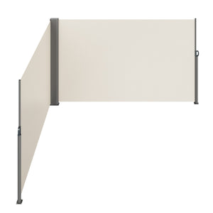Retractable Side Awning | 180x600cm Aluminum Privacy Screen | Beige Waterproof Polyester
