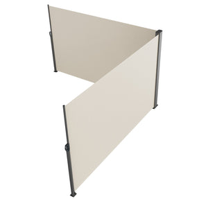 Retractable Side Awning | 180x600cm Aluminum Privacy Screen | Beige Waterproof Polyester