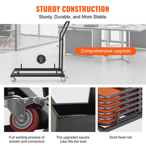 Folding Chair Dolly | Heavy Duty Rack for 12 Chairs | Iron Frame