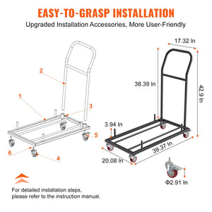 Folding Chair Dolly | Heavy Duty Rack for 12 Chairs | Iron Frame