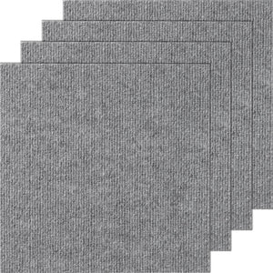 Peel & Stick Carpet Tiles 12 Pack | Self-Adhesive Floor Squares | Light Gray | Indoor & Outdoor