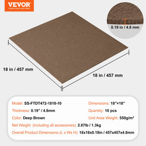 Peel & Stick Carpet Tiles 10 Pack | Self Adhesive Carpet Floor Squares | Soft Padded DIY Install | Indoor Outdoor Bedroom & Living Room | Dark Brown