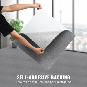 Peel & Stick Carpet Tiles 9 Pack | Self-Adhesive Floor Squares | Light Gray | Indoor & Outdoor