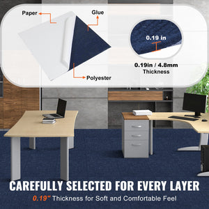 Peel & Stick Carpet Tiles | 15 Dark Blue Self-Adhesive Floor Squares | Soft & Easy Install