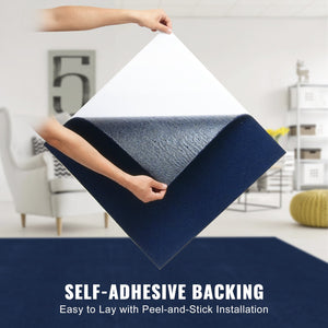Peel & Stick Carpet Tiles | 15 Dark Blue Self-Adhesive Floor Squares | Soft & Easy Install