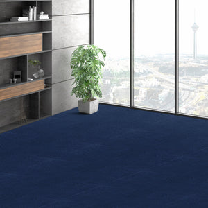 Peel & Stick Carpet Tiles | 15 Dark Blue Self-Adhesive Floor Squares | Soft & Easy Install