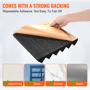 Acoustic Foam Panels | 24-Pack 12x12x2" Adhesive Soundproof Wall & Ceiling Tiles