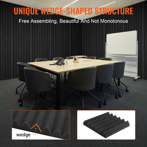 Acoustic Foam Panels | 24-Pack 12x12x2" Adhesive Soundproof Wall & Ceiling Tiles
