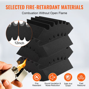 Acoustic Foam Panels | 4-Pack 16.5"x6.3"x12" Adhesive Soundproofing for Wall & Ceiling