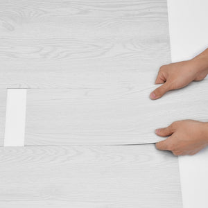 Self-Adhesive Vinyl Floor Tiles 36"x6" | 36 Pack 2.5mm Thick | Light Gray Wood Grain