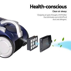 Devanti Vacuum Cleaner Bagless Cyclone Cyclonic Vac Home Office Car 2200W Blue