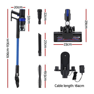 Cordless Stick Vacuum | Brushless Motor | 350W | Blue